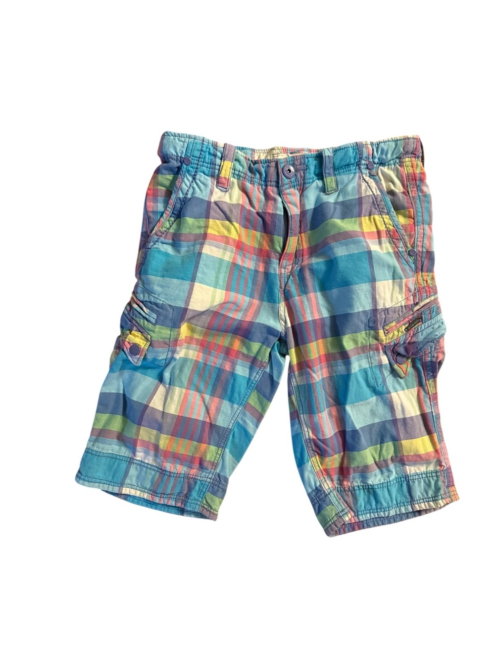 Jet lag men’s colorfulPlaid Cargo Shorts - Blue Multi size 32